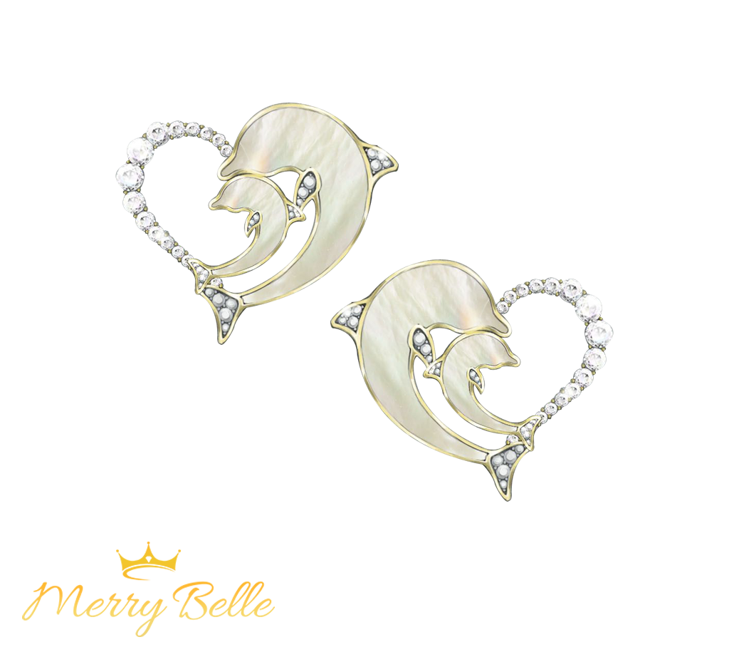 9ct Yellow & White Gold Dolphin Pull Through Chain Earrings |  Jewellerybox.co.uk